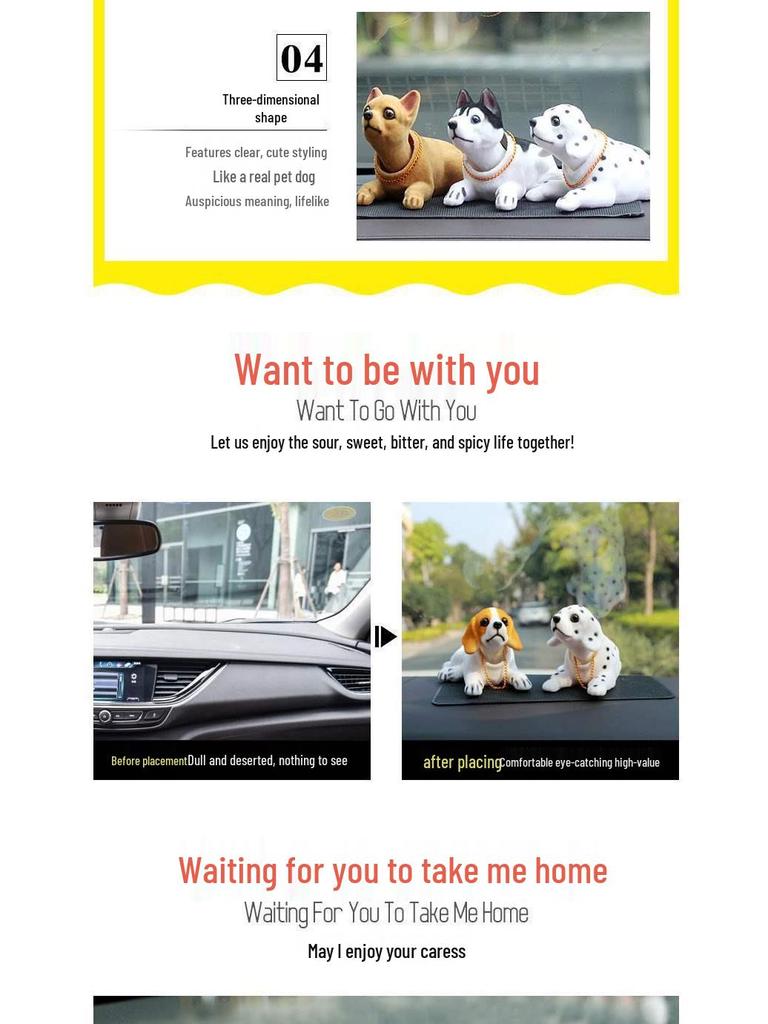 Милый мультяшный песик-бобблхед для украшения интерьера автомобиля