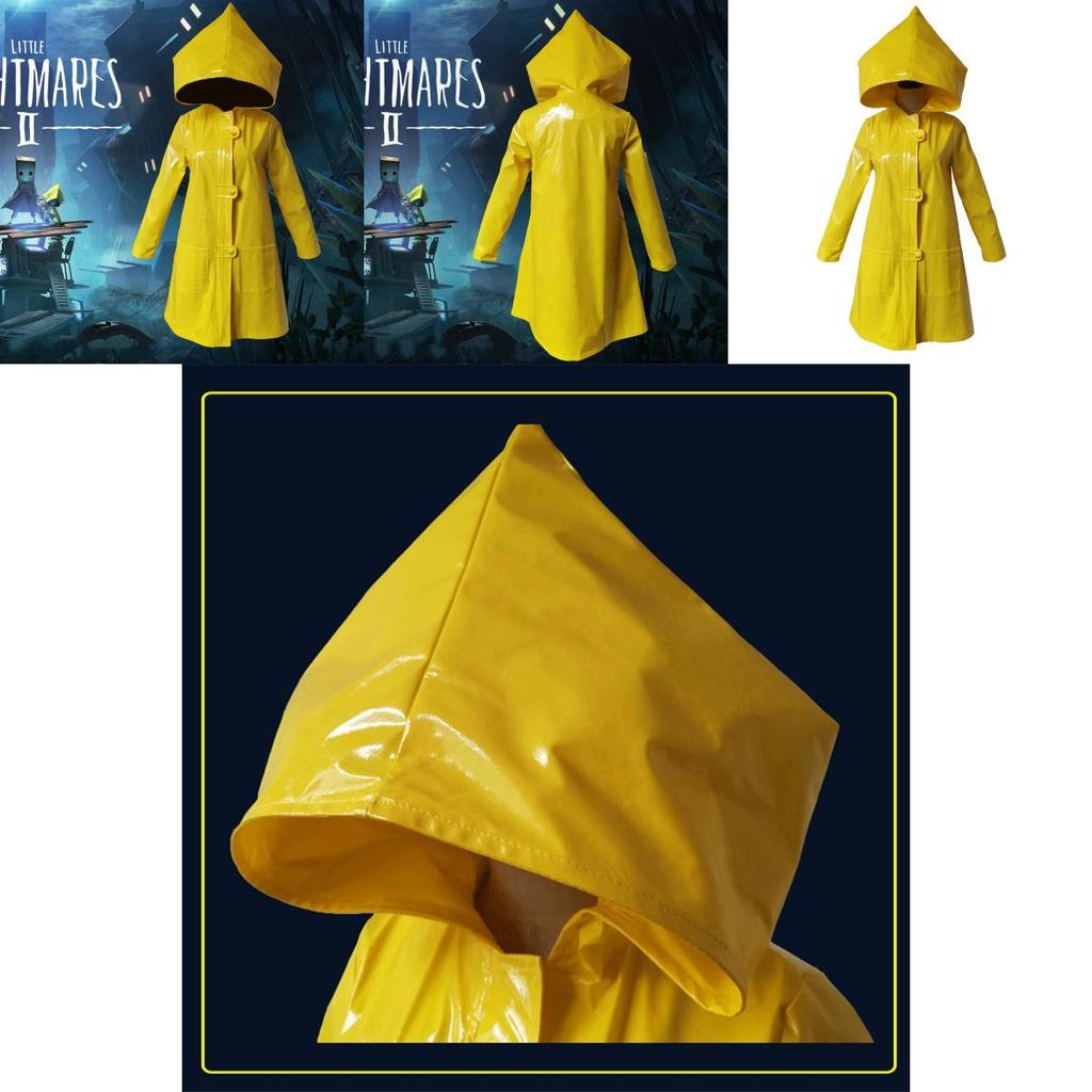 Ярко-желтый костюм для косплея Six из Little Nightmares 2 с водонепромокаемым плащом