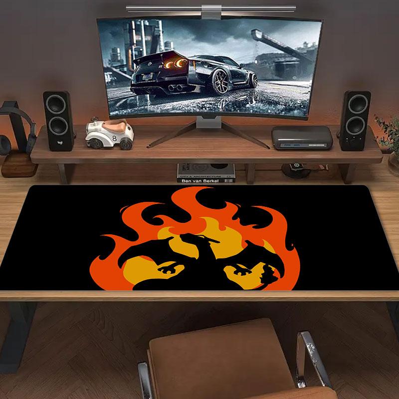 Charmander Mouse Pad, Large Gaming Desk Mat, Non-slip XXL Mousepad for Laptop & Tablet, Mini PC Playmat with Stitched Edges