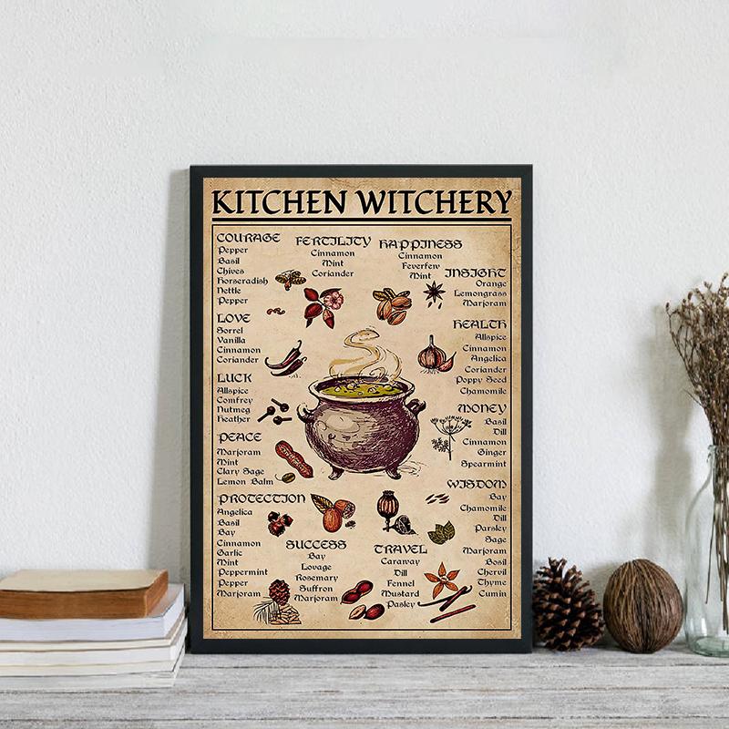 Funny Posters Prints Decoration Canvas Wall Pictures Home Decor Witches Magic Knowledge Art Painting Gifts Kitchen Witchery