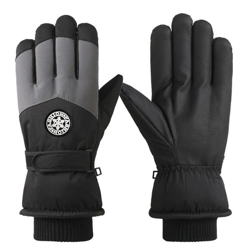 PU Leather Winter Cycling Gloves Fleece Lining Non-Slip Gloves Waterproof Gloves For Women Man