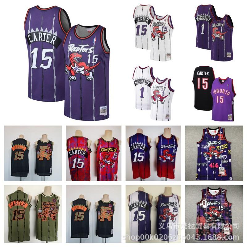 Mens Basketball Jersey Vince Carter 15 Tracy McGrady 1 Retro Stitched NBA Style Sleeveless Cotton V-Neck Sportswear