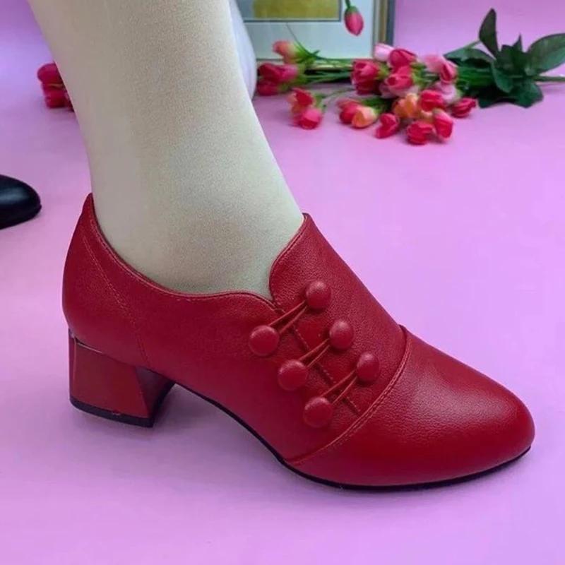 High Heels Women Pointed Toe Shoes Designer Chunky Retro Loafers Shoes Autumn New 2024 Oxford Shoes Women Walking Casual Zapatos