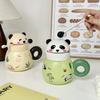 Креативная керамическая чашка с крышкой Высокая ценность Дом Мультяшная Большая емкость Офисная Парная чашка для воды Сувенирный подарок Кружка