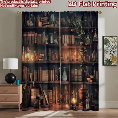 2D плочный фотофон Гобелен Уютная библиотека с 100% полиэстера Использование на годовщину Подходит для украшения мероприятий