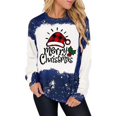 Милые женские повседневные графические женские флисовые толстовки с круглым вырезом, пуловеры, праздничная рождественская одежда, новогодняя клетчатая елка, тренд