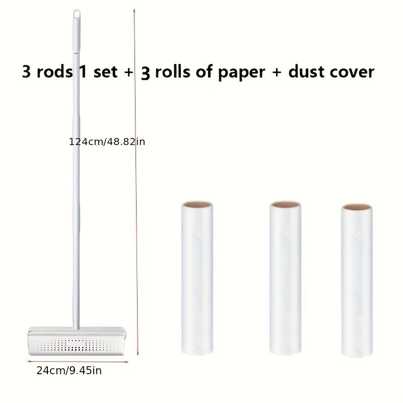 Ролик для удаления шерсти домашних животных с регулируемой длинной ручкой - 24 см - идеально подходит для диванов, ковров и домашних поверхностей, эффективно очищает шерсть домашних животных и пыль