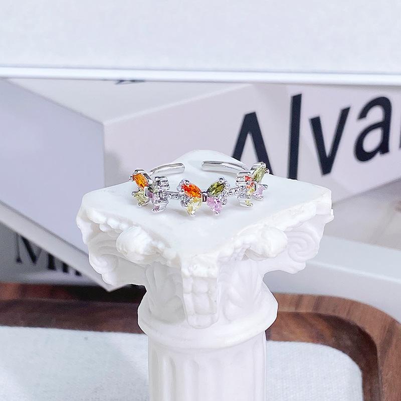 Летний цвет Дофаминовый циркон Изысканное кольцо-бабочка с открытой шинкой Легкая роскошь Премиум Нишевый дизайн Кольцо