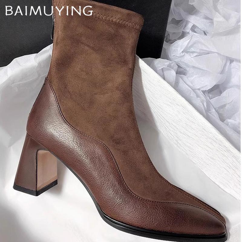 Остроносые женские высокие сапоги, модные элегантные туфли на высоком каблуке, тренд 2025 года, массивные дизайнерские туфли-лодочки, готические классические зимние ботинки Mujer