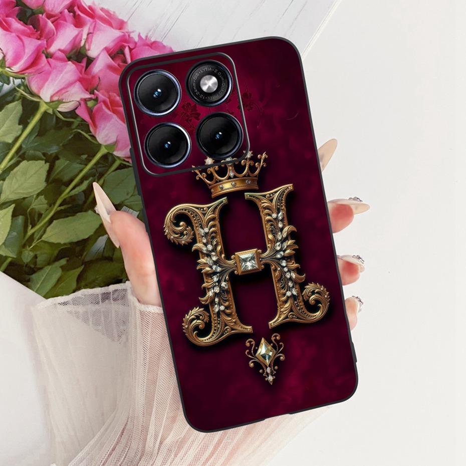 Модный кейс с буквой-короной для Motorola Edge 70 Fusion, мягкая черная силиконовая задняя крышка для чехлов телефона Motorola Edge70 Fusion 5G