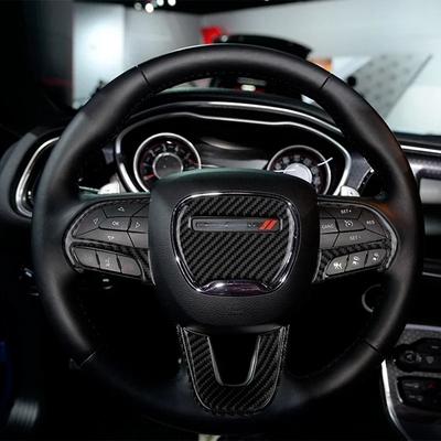Для Dodge Challenge 2015-2024 Аксессуары для интерьера из углеродного волокна Декоративная панель рулевого колеса Декоративные наклейки 5D