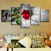 Art HD Wall Poster Printed Decor For Home Living Room Modern 5 Pieces Red Rose Flower Canvas Pictures Modular Framework Painting