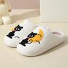 Cute Cartoon Moon Cat Warm Winter Cotton Slippers for Men and Women Couples Home Indoor Anti-slip Bedroom Causal Flat Slippers