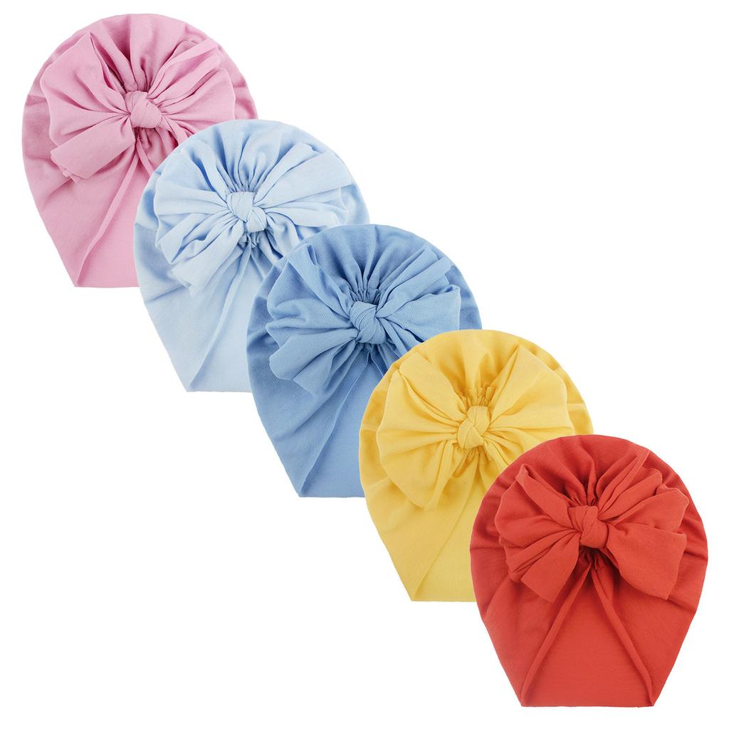 Однотонная шапка с бантом для маленьких девочек, аксессуары для головных уборов, 5 шт.