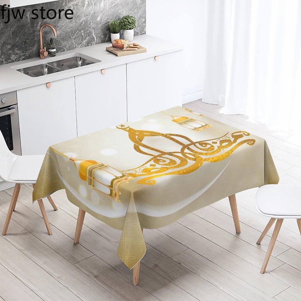 Рамадан Мубарак Домашний Декор Скатерть Исламская Мусульманская Мечеть Рамадан Карим Декоративная Скатерть Водонепроницаемая и Устойчивая к Пятнам