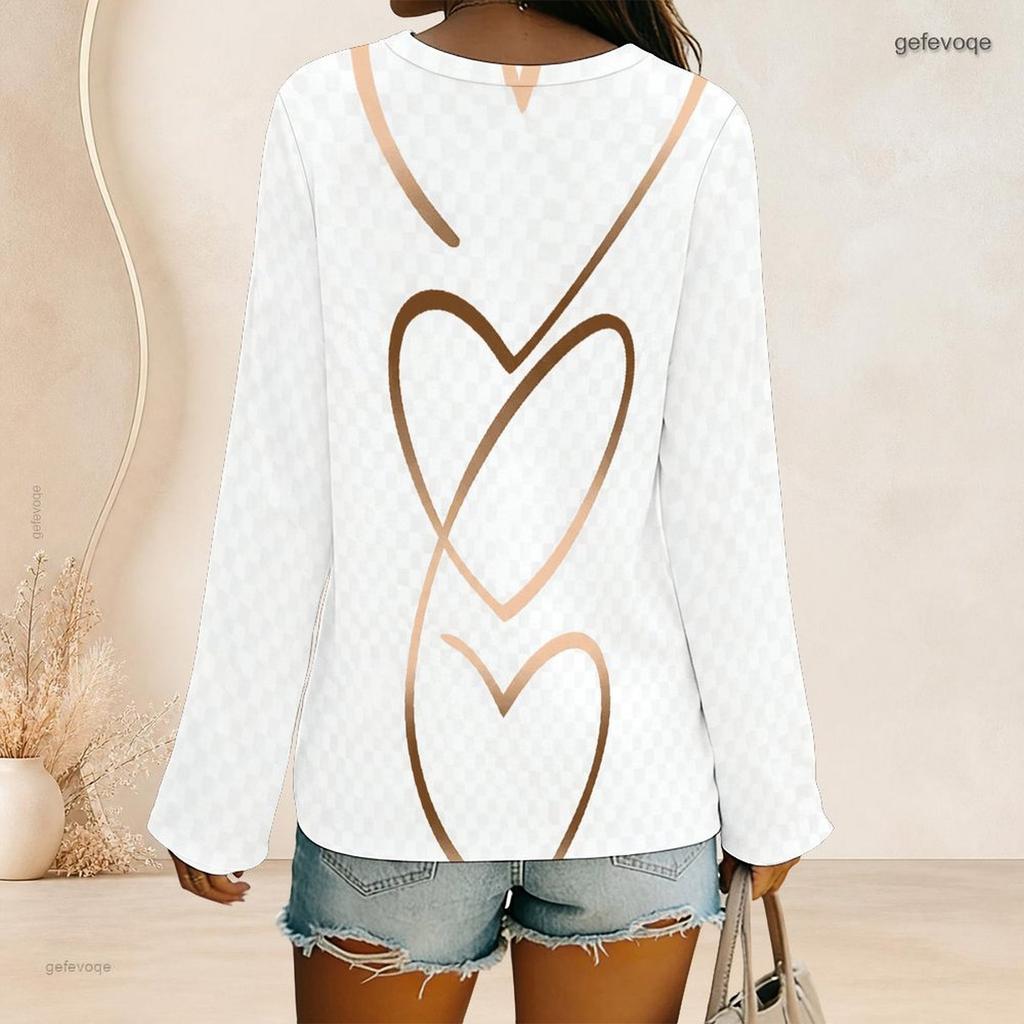 Plus Size Women V Neck Long Sleeve Button Accent Loose Casual Stylish Comfortable Daily Ladies Blouse