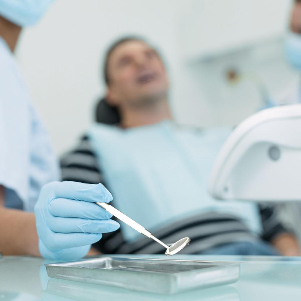 - Стоматологическое зеркало из нержавеющей стали, зеркало для проверки зубов, стоматологические инструменты (Длинная)