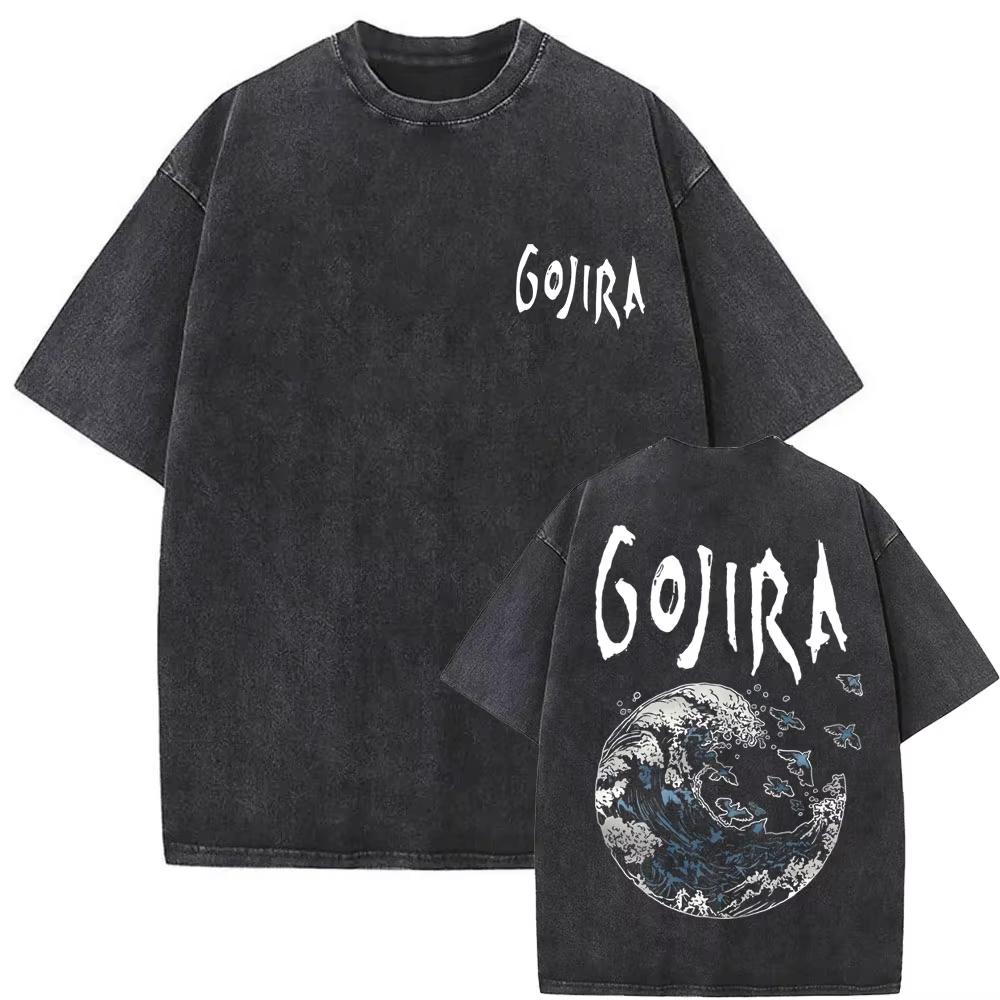 Летняя мода 2026 Модная футболка Стираная Винтажная Метал-группа Gojira Футболка От Марса до Сириуса Летающие киты Змея Графические футболки