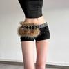 PU Leather Leather Fur Belt Rivet Y2K Waistband Fashion Furry Waistband  Dress Decoration