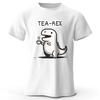Men's Tea-Rex Dinosaur Printed 100% Cotton T-Shirt, Soft & Breathable Round Neck Short Sleeve Tee, Unisex Fun & Quirky Style
