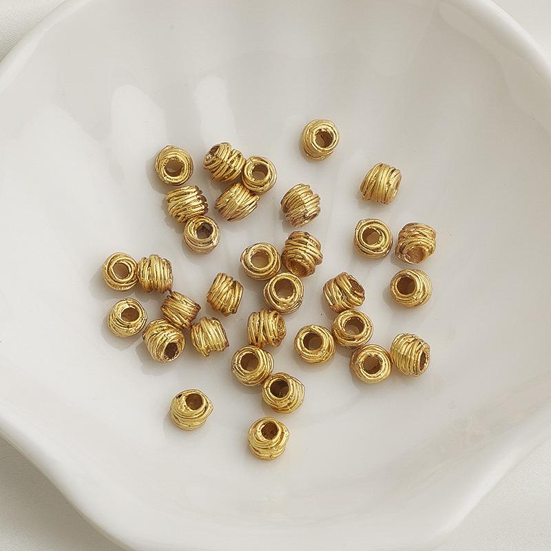 Позолоченное 14K, сохраняющее цвет, неровная спираль, квадратные бусины-разделители, бусы, материал для DIY