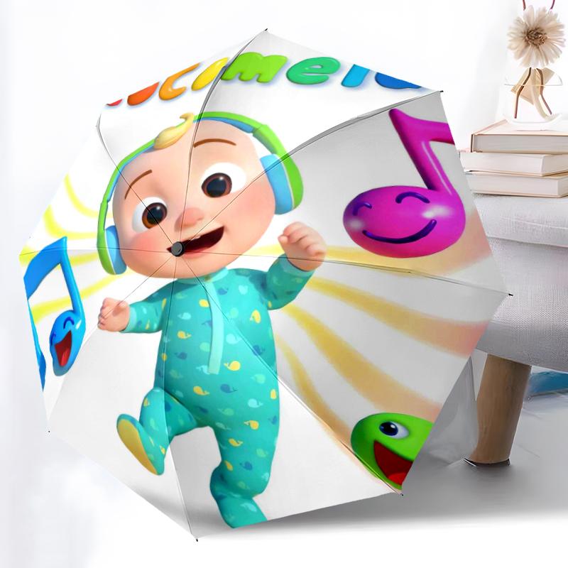 Cocomelon Fashionable Automatic Opening/Closing Folding Umbrella. Portable and Foldable, Ideal for Gift, Travel, and Daily Use.