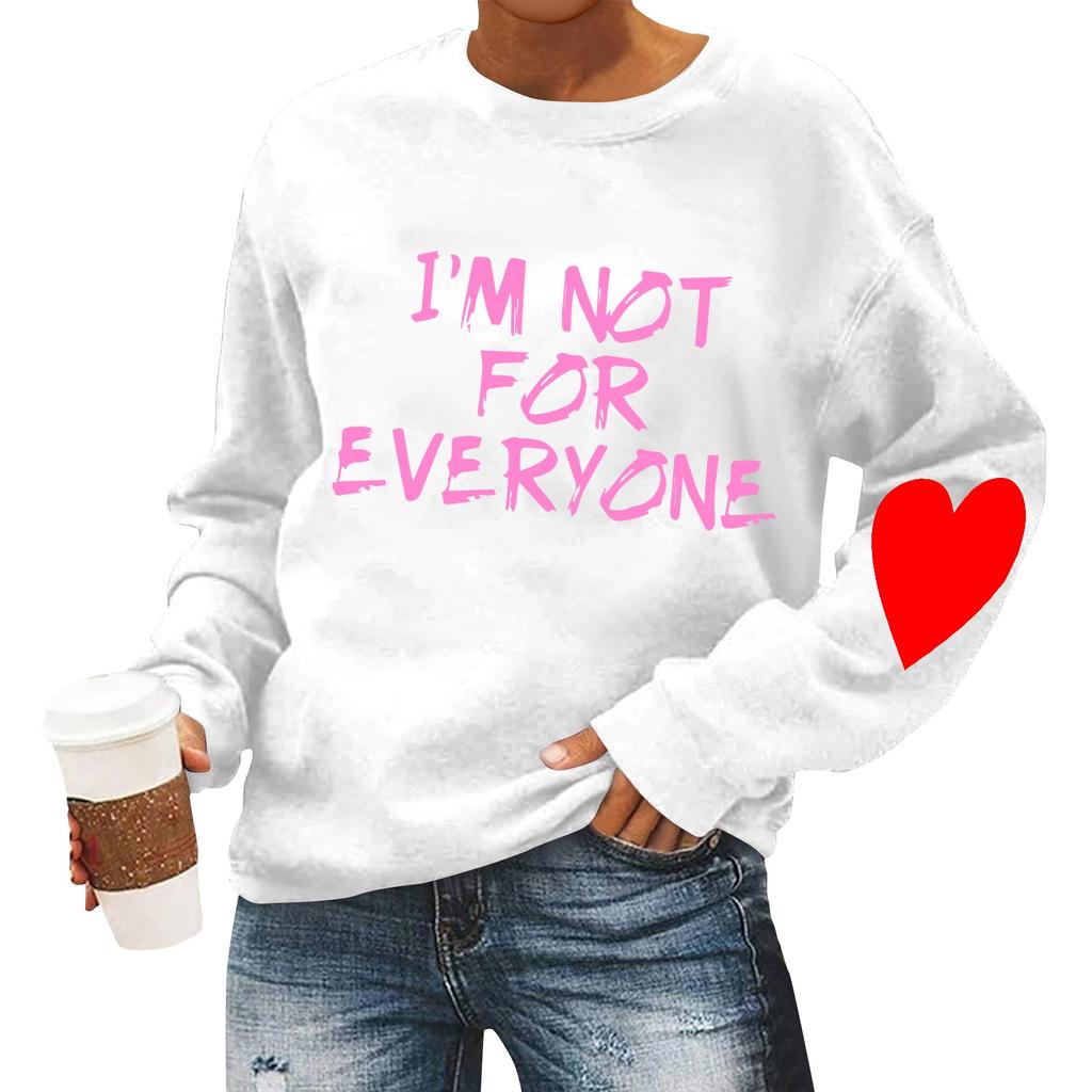 Женская повседневная мода ко Дню святого Валентина с принтом, длинным рукавом, круглым вырезом, толстовки, пуловеры, топы