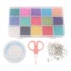 Craft Beads Kit Multifunctional 15 Compartments Pure Color Beads with Tools for Bracelets Earrings