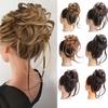 Синтетическое волокно для волос, грязный вьющийся шиньон для женщин, черный, блондин, коричневый цвет, короткий грязный волнистый шиньон