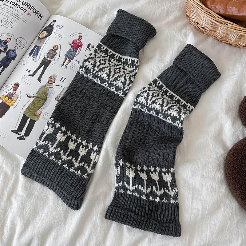 Шерстяные гетры Fair Isle, толстые, коричневые - Женские носки до икры для осенне-зимнего сезона, для сноубордических ботинок