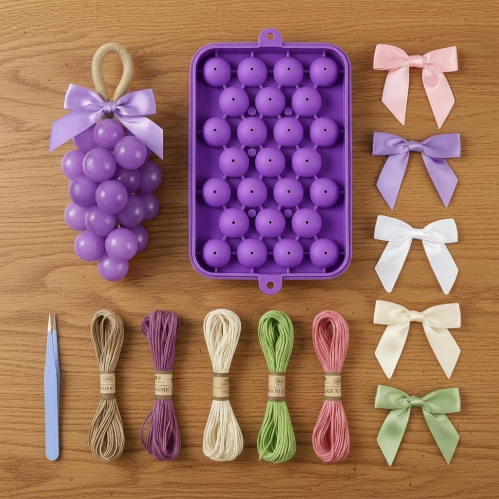 Набор для изготовления мыла «Виноград» DIY-комплект, легко извлекаемая форма в виде фрукта для начинающих, рукоделие