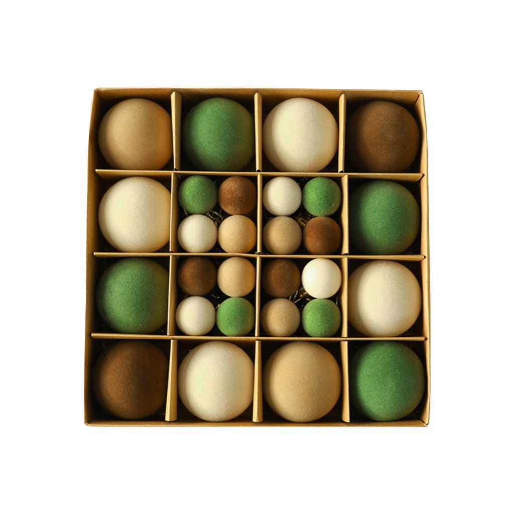 3/6cm 44pcs Mixed Color Plastic Flocked Christmas Balls, Colorful Hanging Balls, Christmas Tree Ornaments, Boxed, Window Decoration Round Balls