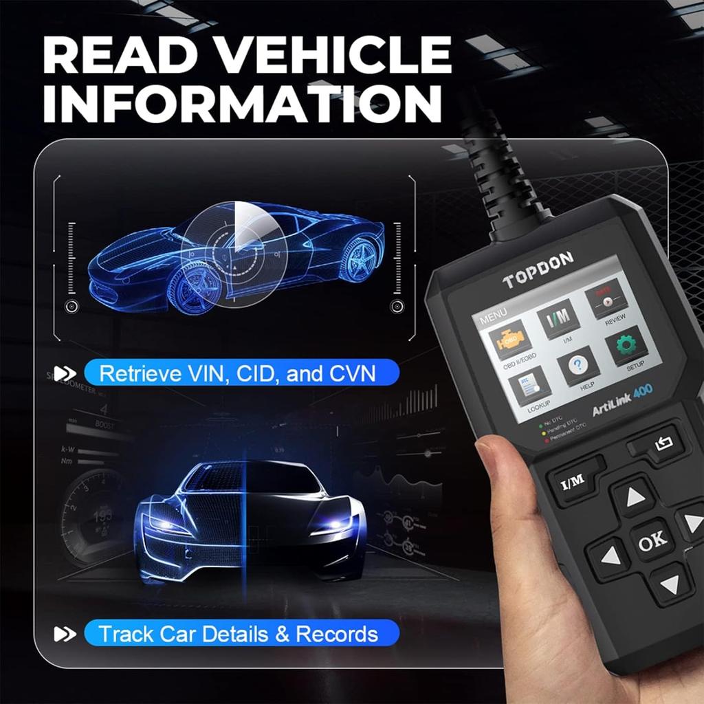 AL400 OBD2 Сканер, Полный считыватель кодов OBDII с поиском DTC, Сброс кодов, Стоп-кадр, I/M одним кликом, Пожизненные обновления