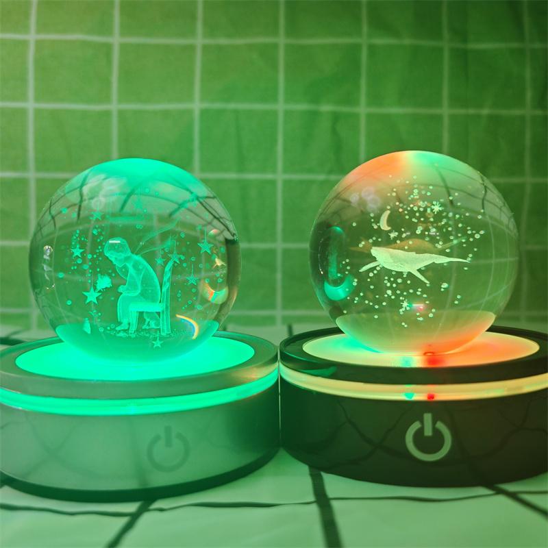 Солнечная система 3d хрустальный шар Хрустальный глобус Лазерная резка Хрустальный шар с шаровой подставкой Декоративные сферы планет Галактика Подарок на день рождения Украшения