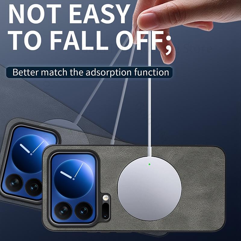 Чехол из мягкого ТПУ с амортизирующим бампером из искусственной кожи для Xiaomi 17 Pro Max, магнитный чехол Magsafing для телефона для Xiaomi 14T Pro mi 17 Pro Fundas