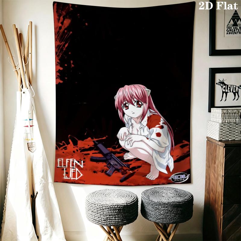 Elfen Lied Anime Wall Tapestry Aesthetic Wall Hanging Printed Fabric Blanket Decorative Tapestries for Bedroom Living Room Home Decor