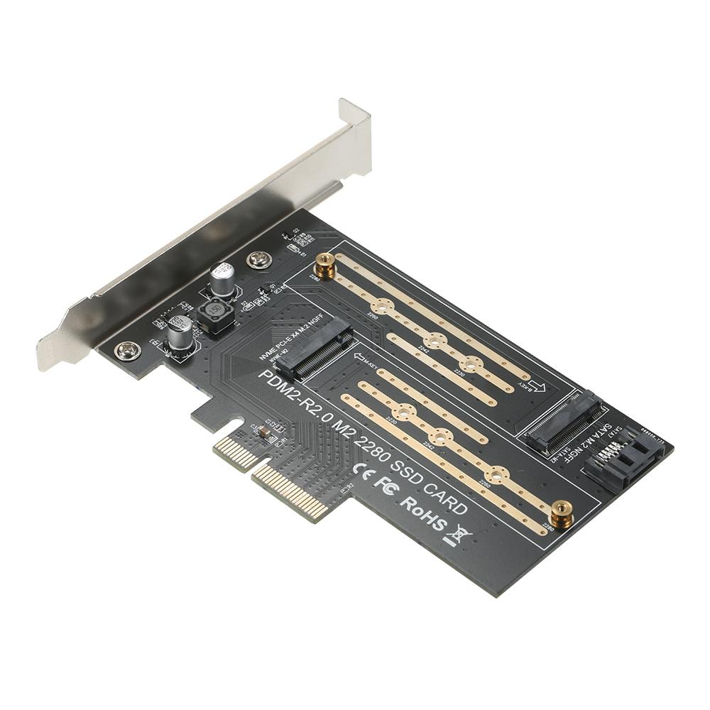 Карта расширения PCIe X4 M.2 NVMe Адаптер для SSD с интерфейсами M.2 M-key B-key Поддержка NVMe