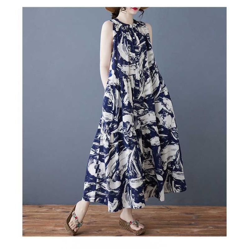 Женское ретро шифоновое свободное платье средней длины