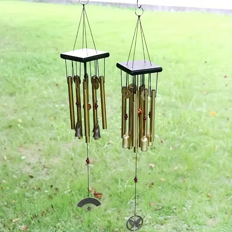 1PC Eight-tube Copper Coin Butterfly Pendant Solid Wood Wind Chime Family Outdoor Decoration Handicrafts