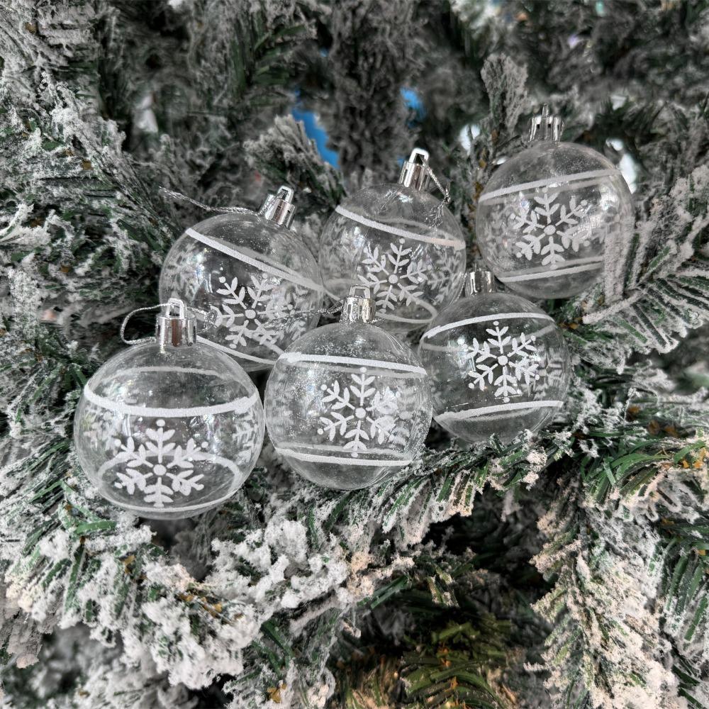 6pcs Clear Baubles Christmas Ball 6cm Hanging Ball Shatterproof Xmas Hanging Ornament Party Supply