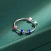 Elegant Handmade Enamel S925 Silver Ring for Women's Colorful Pink Blue Drip Glue Jewelry Birthday Gift Couples Sterling Silver Jewelry
