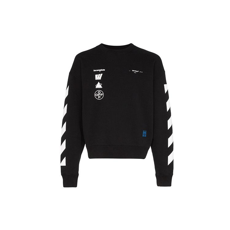 Off-White Топы мужские Diag Mariana De Silva Over Crewneck черные многоцветные OMBA035E19E300051088