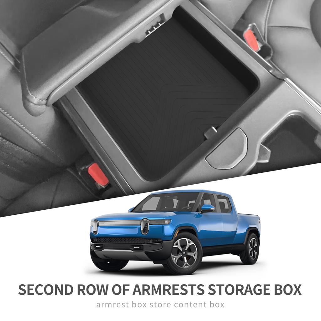 zkfan8 for RIVIAN R1T R1S Secone Row Armrest Storage Box Silicone Car Tray Organizing Tidying Auto Accessories Black