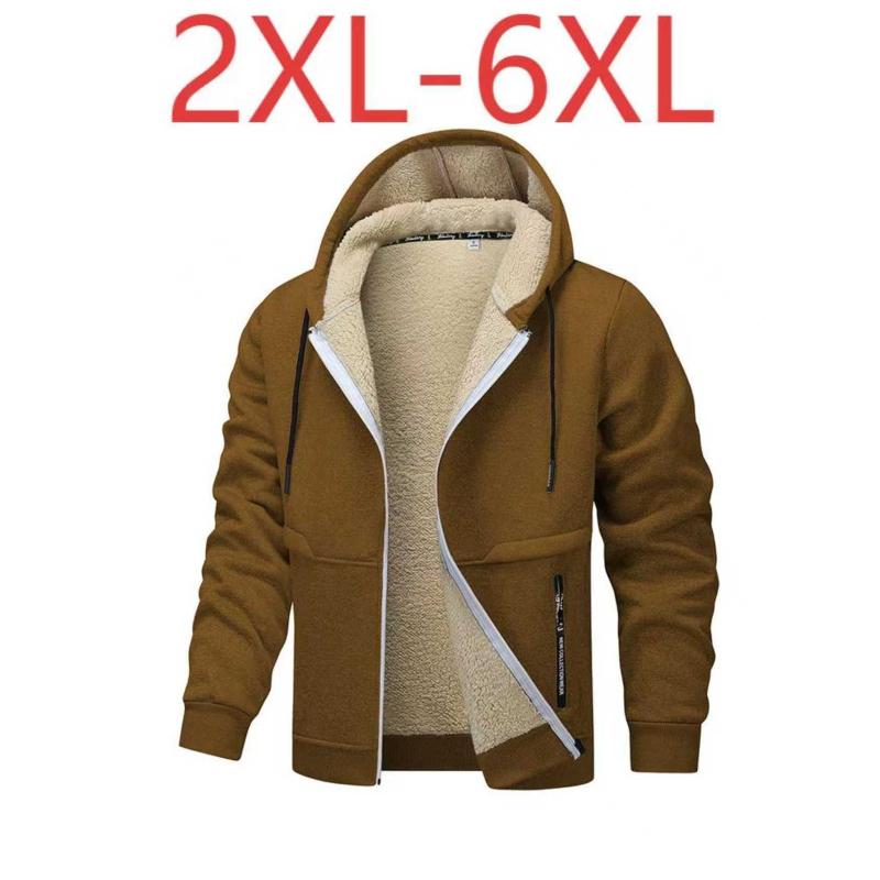Осенне-зимняя куртка-кардиган большого размера 6XL из овечьей шерсти, утепленная, с капюшоном, повседневный свитер из овечьей шерсти