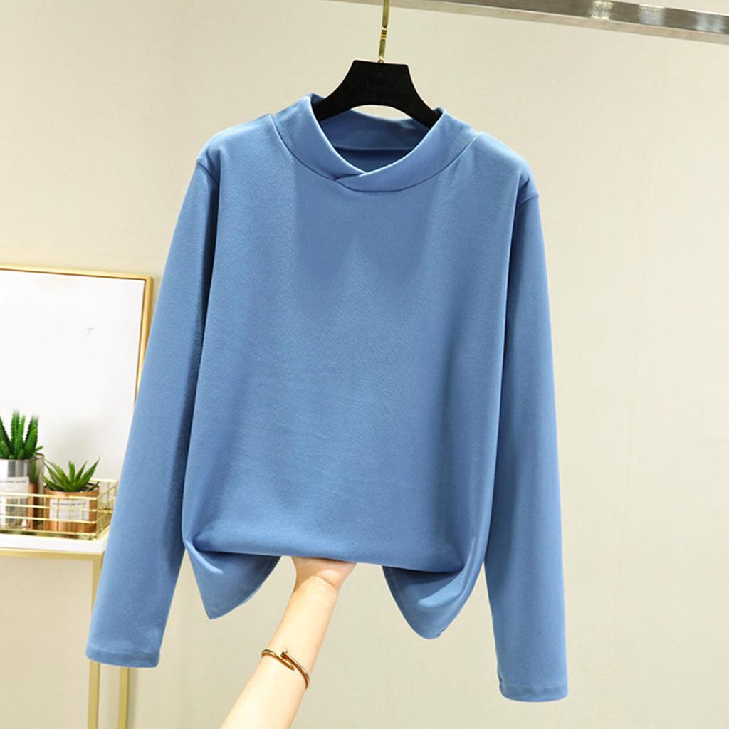 Женское свободное удобное повседневное модное и теплое нижнее белье с бесшовным перекрестным воротником и толстым вельветовым топом большого размера