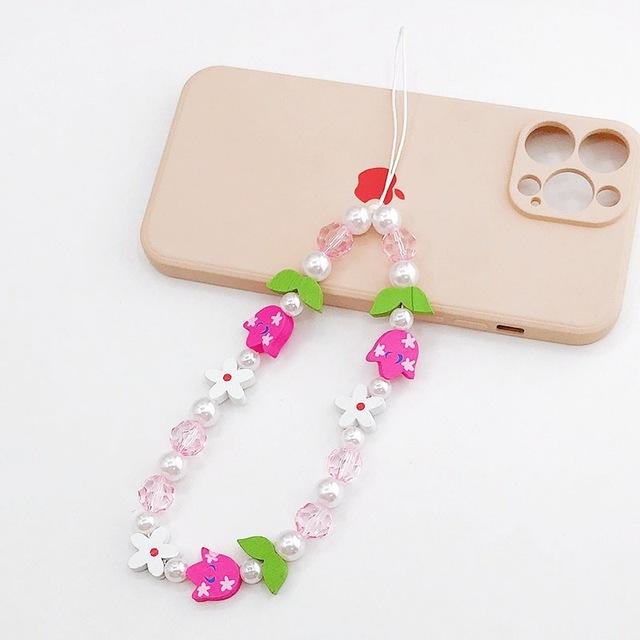 Простые облачные цветы, акриловая цепочка для телефона из бисера, ремешок ярких цветов с бантом и узлом-тюльпаном, чехол для телефона, веревка, ювелирные аксессуары для женщин