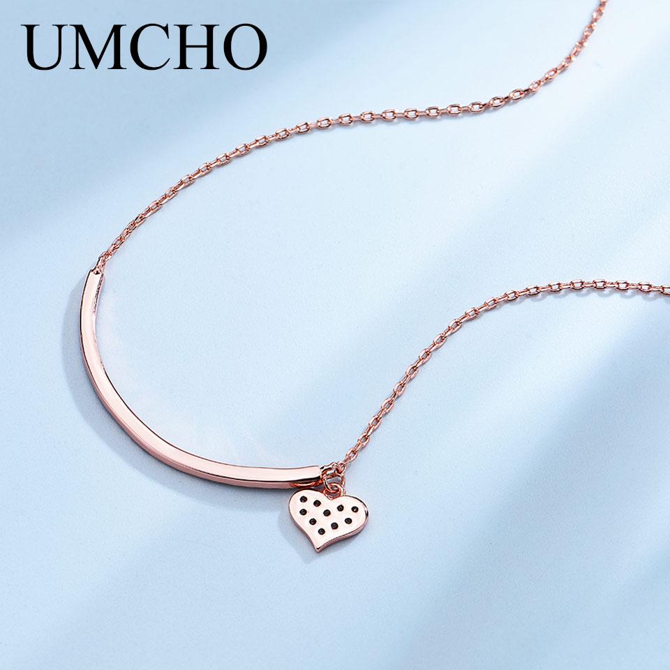 Umcho Красочное Радужное Сердце 925 Цепочка Ожерелье Подарочные Ювелирные Изделия