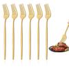 6Pcs Gold Dinner Fork Stainless Steel Forks Dinnerware Korean Forks Set for Hotel Wedding Party Dessert Salad Forks Utensil