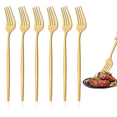 6 шт. Золотая обеденная вилка, вилки из нержавеющей стали, посуда, корейский набор вилок для отеля, свадьбы, вечеринки, вилки для десерта, салата, посуда