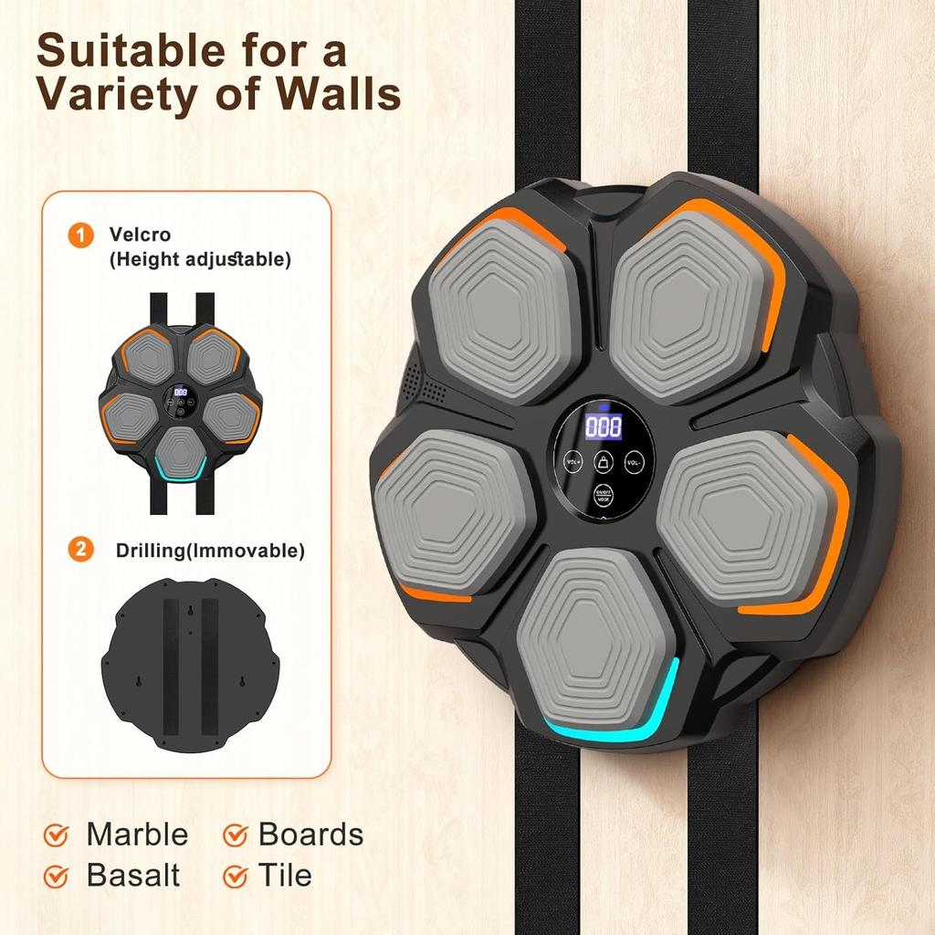 Music Boxing Machine Kids - Music Boxing Machine, Wall Mount Smart Training Gym Equipment with Force Sensor, Musical Boxing Machine for Teenage BoyS